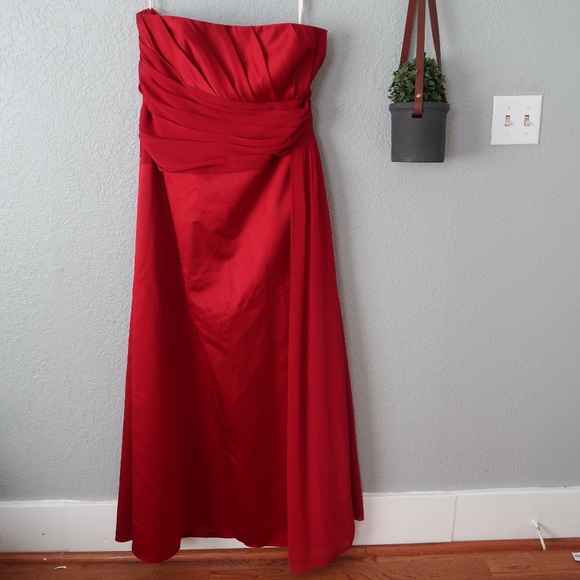 David's Bridal Dresses | Davids Bridal Red Prombridesmaid Dress Size 8 | Poshmark